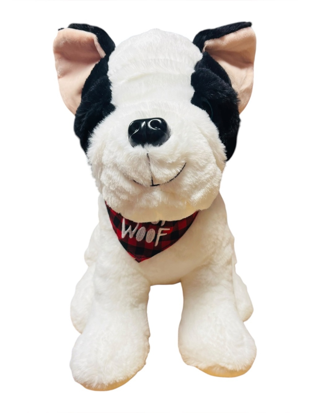 Dan Dee Stuffed/Plush (French bulldog?) W/ red scarf “Woof Woof”